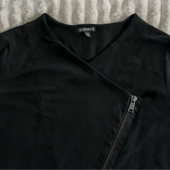 Express Women's Black Faux Suede Asymmetrical Jacket • Large - Picture 2 of 12